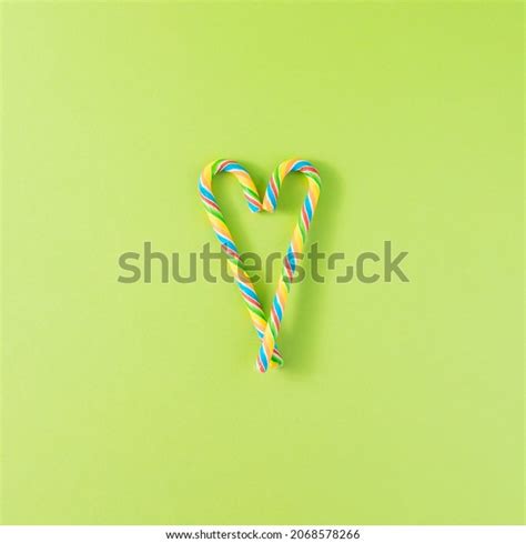Creative Layout Made Heartshaped Christmas Candies Stock Photo