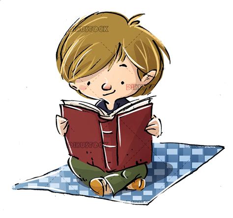 Niño leyendo un libro Dibustock Ilustraciones infantiles de Stock