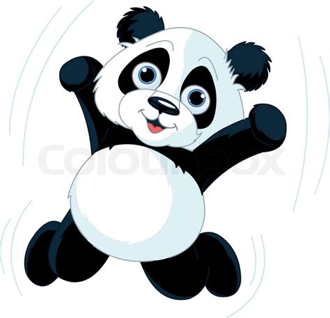 Very Cute Jumping Happy Panda Stock Vector Colourbox