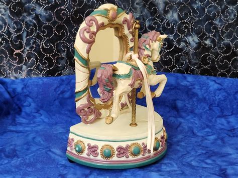 Vintage Carousel Horse Music Box With Mirror Etsy