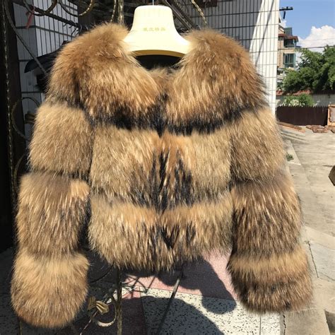 real fur coat women winter thick warm natural raccoon fur jacket fashion fluffy ladies genuine