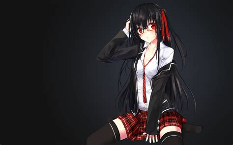Wallpaper Black Cosplay Anime School Uniform Red Eyes Clothing