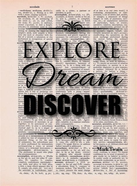 Dictionary Print Mark Twain Quote Explore Dream Discover