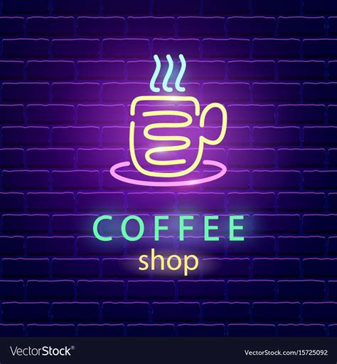 Coffee Shop Neon Logo Royalty Free Vector Image