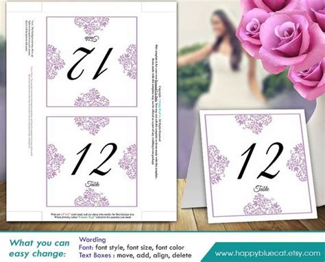 Diy Printable Table Number Card Template Instant Download Etsy Card