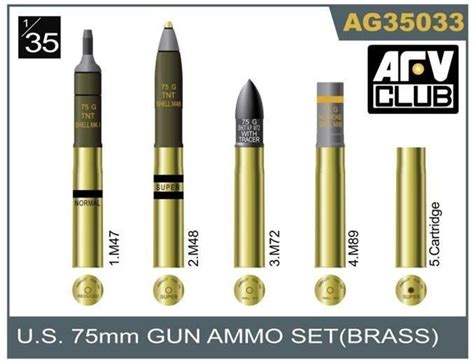 75mm Gun Ammo Brass Set · Afv Club · Ag3533 · 135