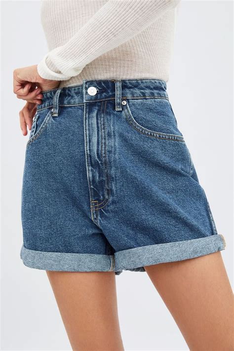 Authentic Denim Mom Fit Shorts Shorts Trf Zara United States High Waisted Shorts Denim Mom
