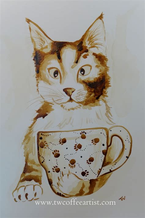 Coffee Art Coffee Painting Painting With Coffee Cat Cats And Coffee