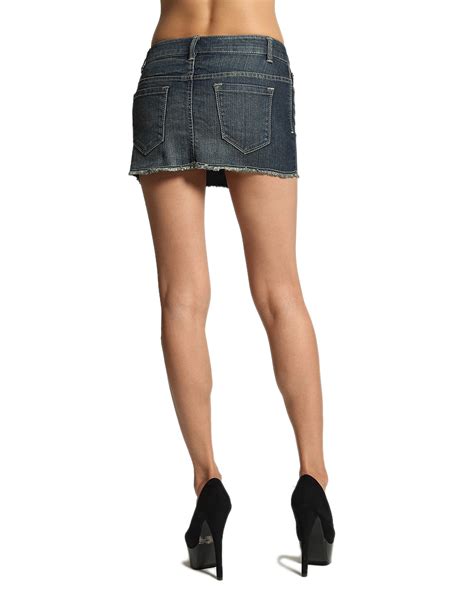 Mogan Micro Mini Jean Skirts Sexy Low Rise Washed Denim Cut Off Short