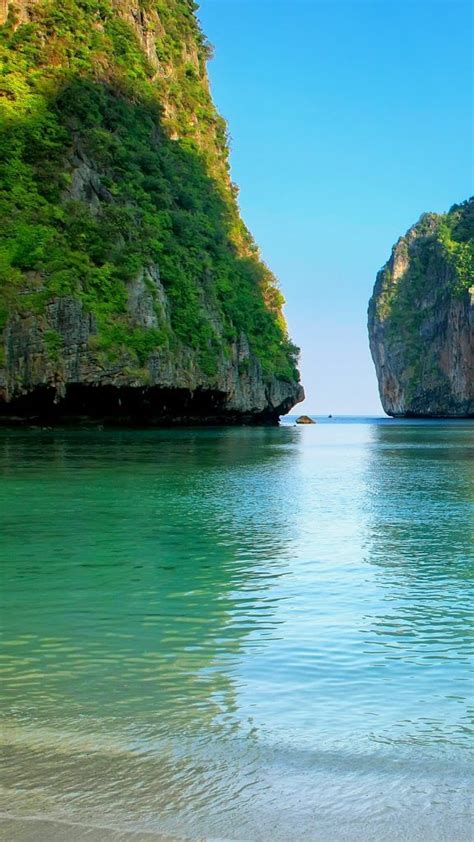 Maya Bay Surrounded By Limestone Cliffs On Ko Phi Phi Leh Island Krabi