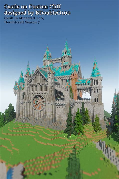 Minecraft Castle With Copper Roof On Custom Cliff By Bdoubleo100