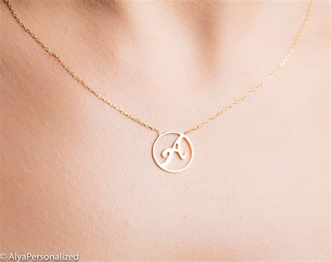 Personalized Letter Necklace Rose Gold Initial Necklace Etsy