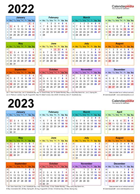 Two Year Calendars For 2022 And 2023 Uk For Word