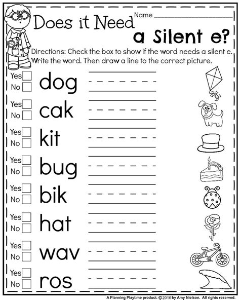 Long A With Silent E Worksheet