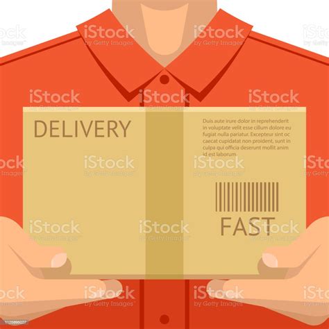 Courier Delivering Package Hands Holding Package Delivery Flat Design