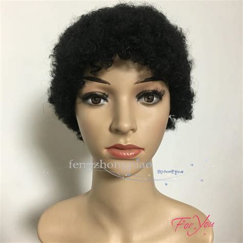 Cheap Human Real Hair Short Pixie Cut Wigs Peruvian Full Hair Glueless