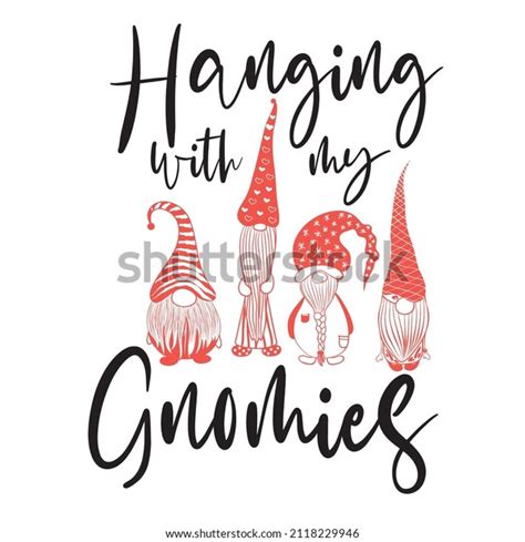 Hanging My Gnomies Christmas Clip Art Stock Vector Royalty Free