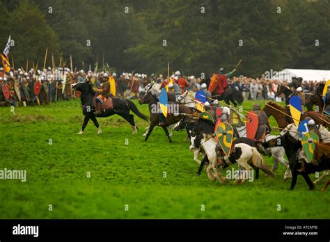 Re Enactment Of The Battle Of Hastings On The Actual Battlefield In