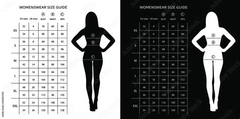 Size Chart For Women Measurements For Clothing Womens Eu Sizes And