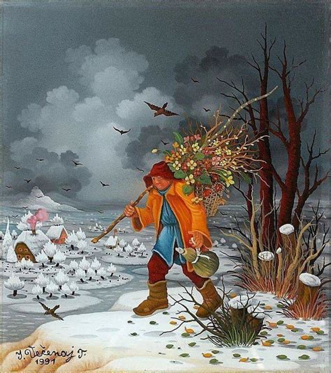 Pin By Snowwolf On Seasons Winter ☃ Naive Art Folk Art Painting