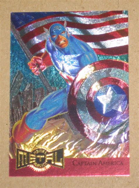 Marvel Metal Fleer 1995 Metal Blaster Card 2 Captain America Ex