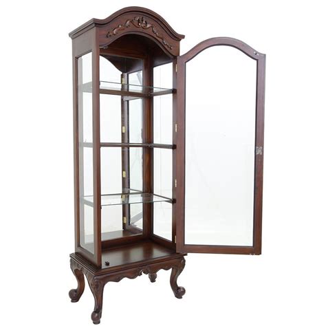 Antique Style Solid Mahogany French Style Display Glass Cabinet Curio