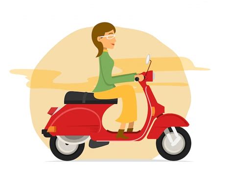 Premium Vector Young Women Riding Scooter Motorcycle