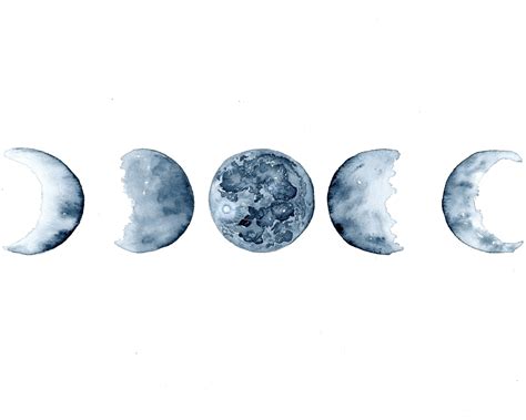 Original Watercolour Moon Phase Of 3 Watercolor Painting