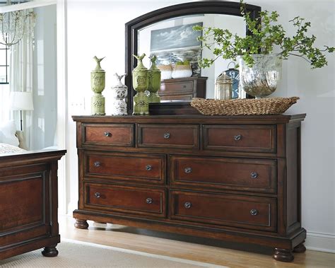Enjoy timeless style and quality construction with this handsome bedroom set. Porter Dresser and Mirror, Rustic Brown in 2020 (With ...