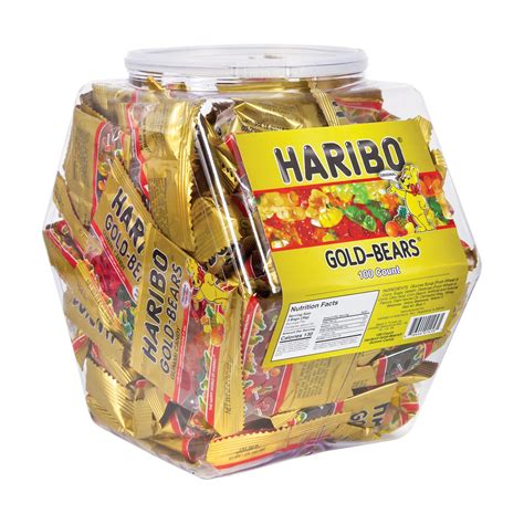 Haribo Gummy Bears Bulk Pack 100 Individually Wrapped Fun Size Candy