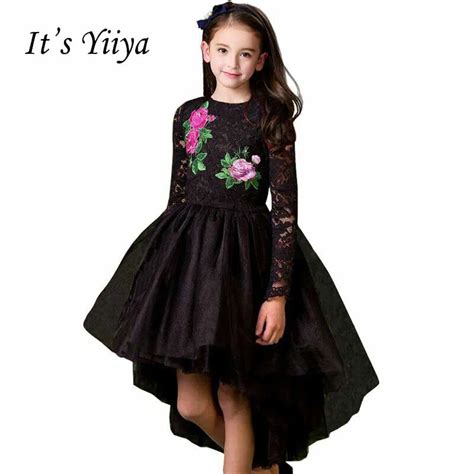 Its Yiiya Black Long Sleeves Flower Girl Dresses Lace Girls Normal