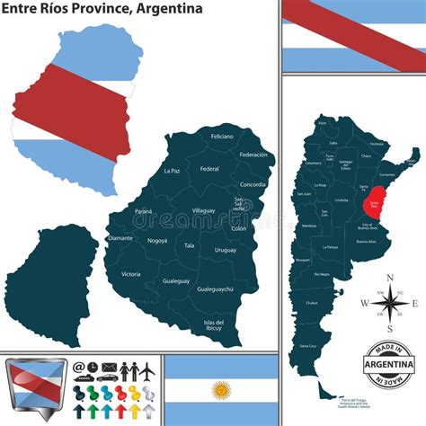 Mapa De La Provincia De Entre Rios La Argentina Ilustración Del Vector