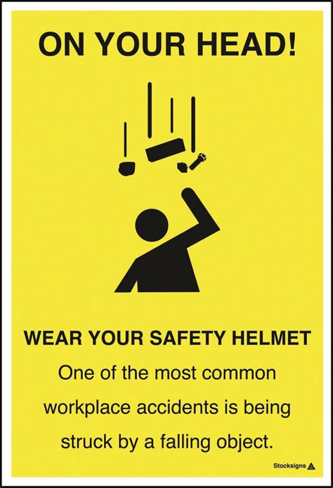 Subliminal self should not tire in conducting safety drills and training. Wear your safety helmet poster ISO7010 symbol | Stocksigns