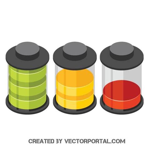 Battery status indicators vector graphics | Free vector illustration, Vector free, Vector