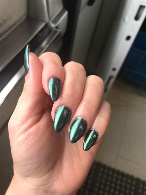 Loving My Green Chrome Nails This Morning Rredditlaqueristas