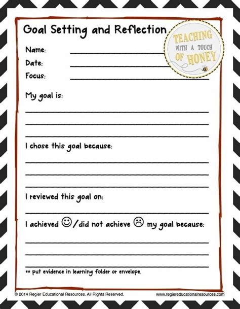 Writing Goal Setting For Students Assessment And Reflection Goal