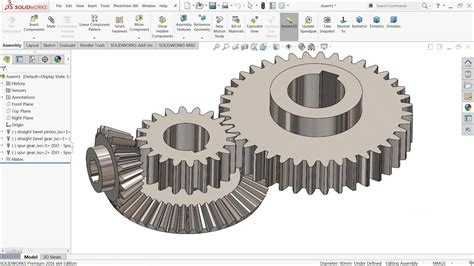 Solidworks Tutorial Bevel And Spur Gear Motion Study Youtube