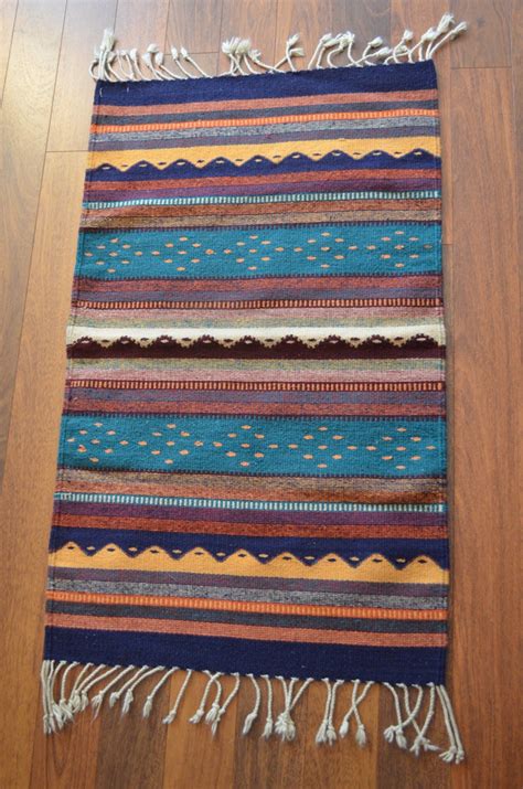 Vintage Mexican Hand Woven Rug Vintage Oaxaca Mexican Wool
