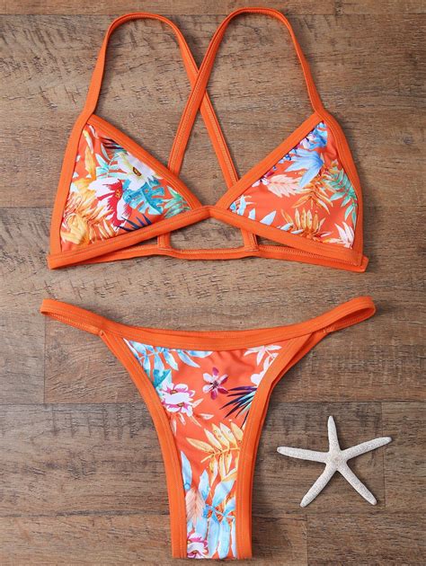 High Leg Floral Bikini Set Orangepink S Bikinis Floral Bikini Set Bikini Set