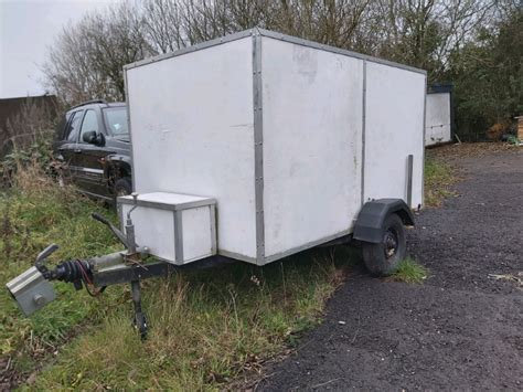 Trailer White Box Trailer Van On Wheels Tool Scout Storage Towing Tow