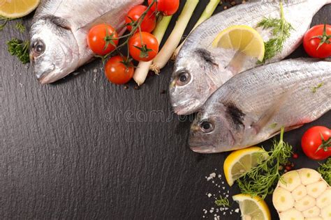 Raw Fish And Ingredient Stock Photo Image Of Copy Culinary 124340226