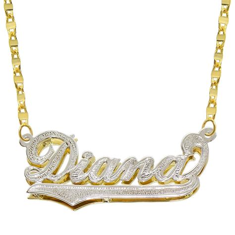 pyramid jewelry 14k two tone gold personalized double plate 3d name necklace style 3