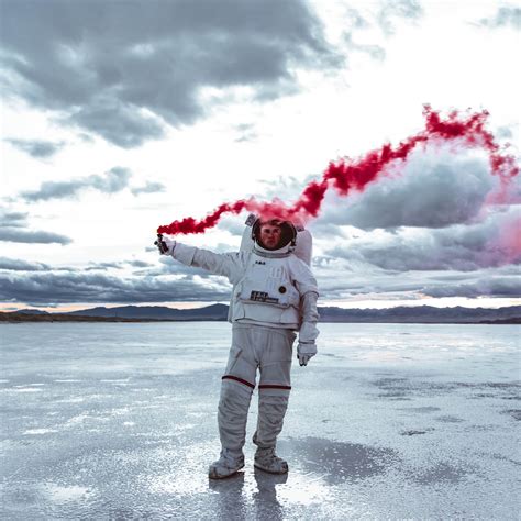 Download Wallpaper 3415x3415 Astronaut Spacesuit Colored Smoke Sky