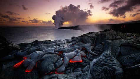 Kilauea Erupting Volcanoes National Park Hawaii Usa Windows 10