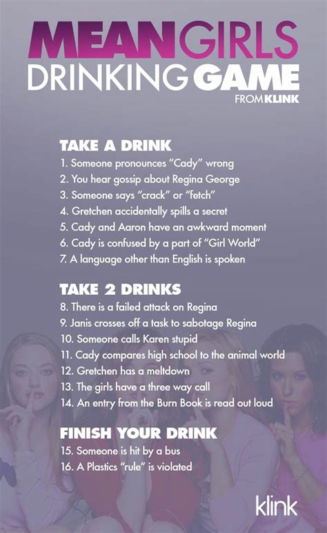 Pin By Amanda Hersom On Drinking Games Drinking Games Mean Girls