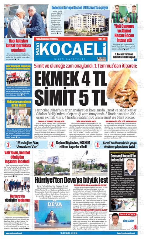 25 Haziran 2022 tarihli Mavi Kocaeli Gazete Manşetleri