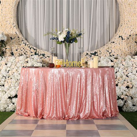 3e Home 90 Inch Round Sequin Tablecloth For Party Cake Dessert Table
