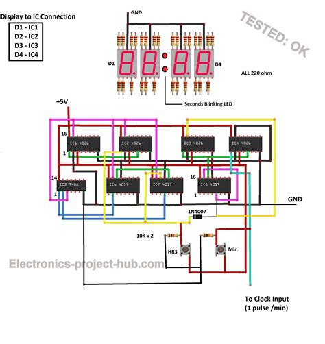 Digital Clock Circuit Using Basic Ics Electronics Projects Diy