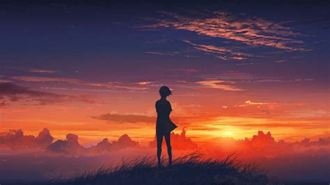 Anime Cliff Background Sunset Anime Landscape Desktop Wallpapers Hd