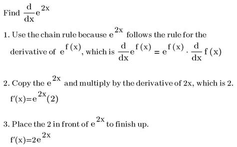 Let us examine an integral of the form. Step by step directions for finding the derivative of e ...